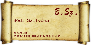 Bódi Szilvána névjegykártya